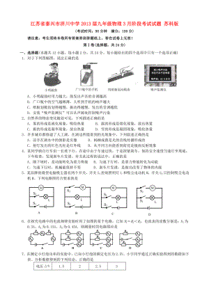 江苏省泰兴市济川中学九级物理3月阶段考试试题 苏科版.doc