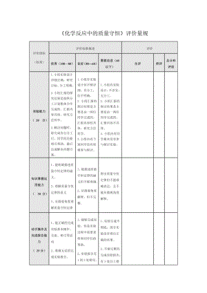 化学反应中的质量守恒评价量表.doc