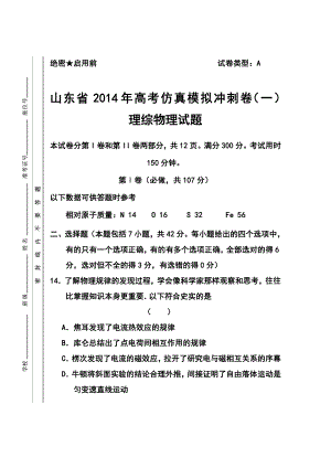 山东省高考仿真模拟冲刺卷（一）物理试题及答案.doc