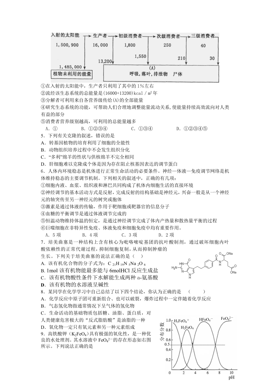 浙江省六校高三2月联考测试试题(理综).doc_第2页