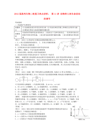 高考生物二轮复习热点讲析第11讲动物和人体生命活动的调节.doc