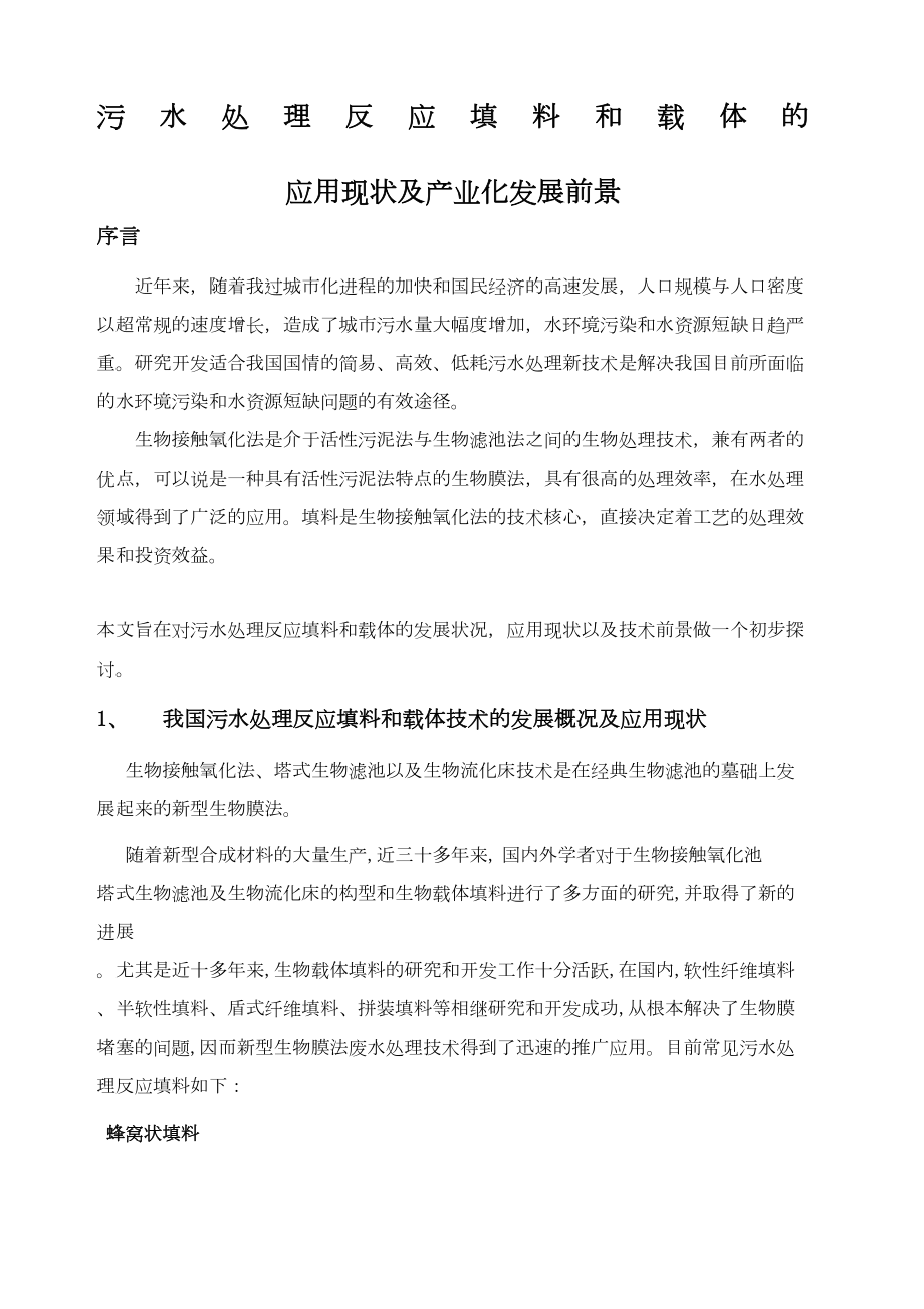 污水处理反应填料和载体现状及发展前景提纲终审稿).docx_第2页