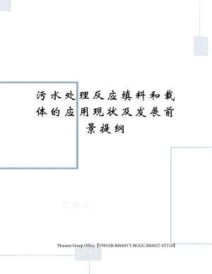 污水处理反应填料和载体现状及发展前景提纲终审稿).docx