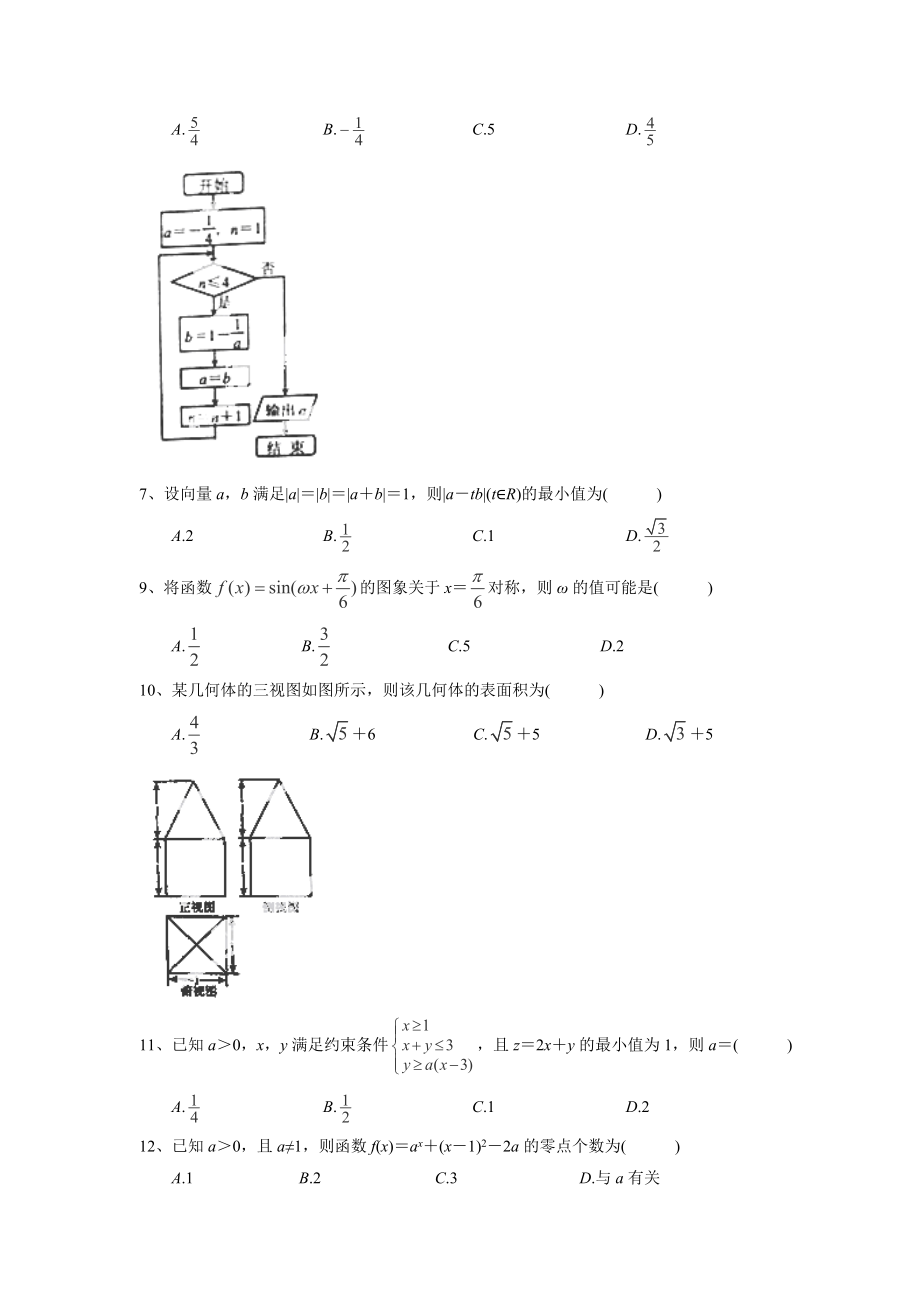 唐山市—学高三级摸底考试文综数学试卷.doc_第2页