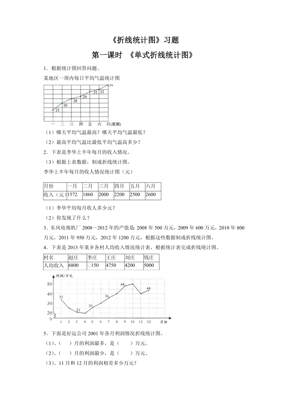 《折线统计图》习题精编版.doc_第1页