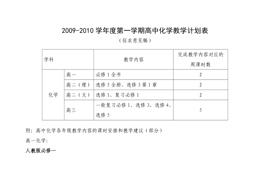 高中化学教学计划表.doc_第1页