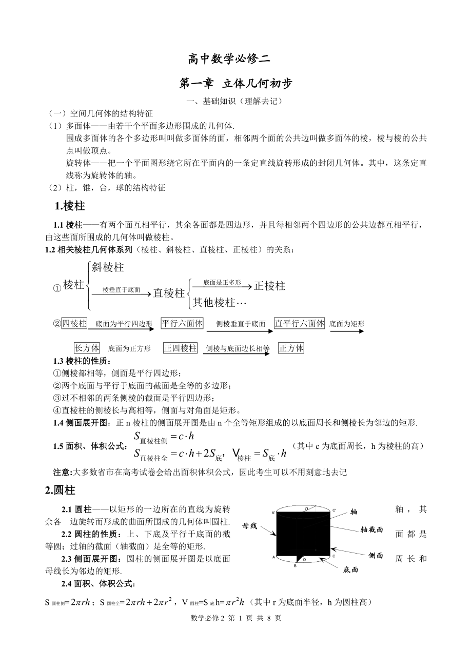 高中数学必修二知识概括.doc_第1页