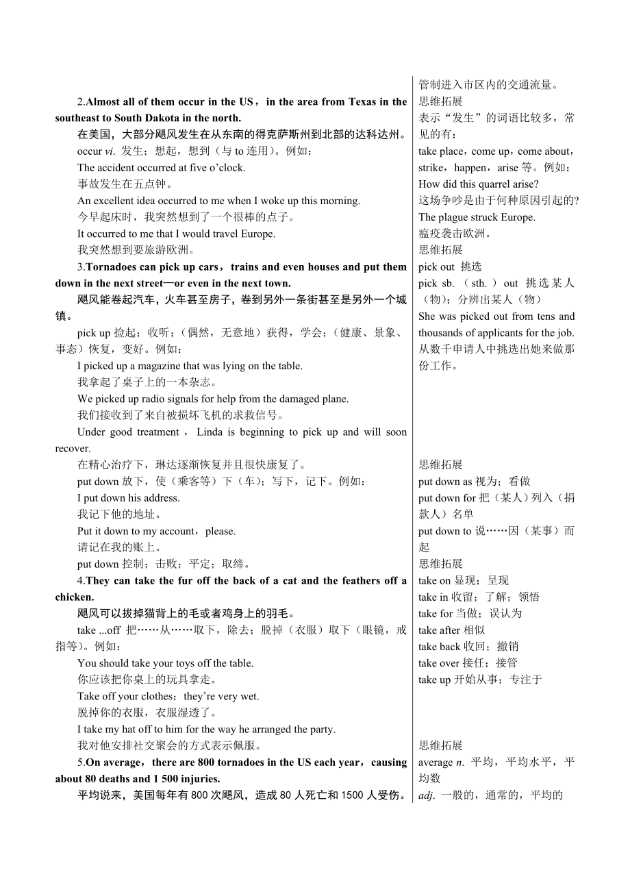 新课标外研社版高中英语必修三教材知识点详解（Module3 The Violence of Nature） .doc_第2页