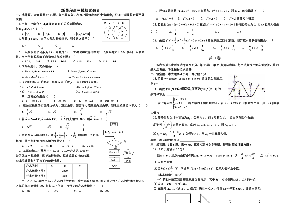 实用高考数学之新课程高三模拟试题5.doc_第1页