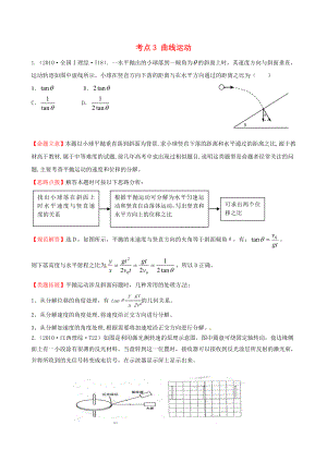 高考物理 考点汇总 考点3 曲线运动 新人教版.doc