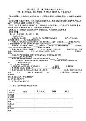 新人教版高中思想政治必修2《我国公民的政治参与》精品学案.doc