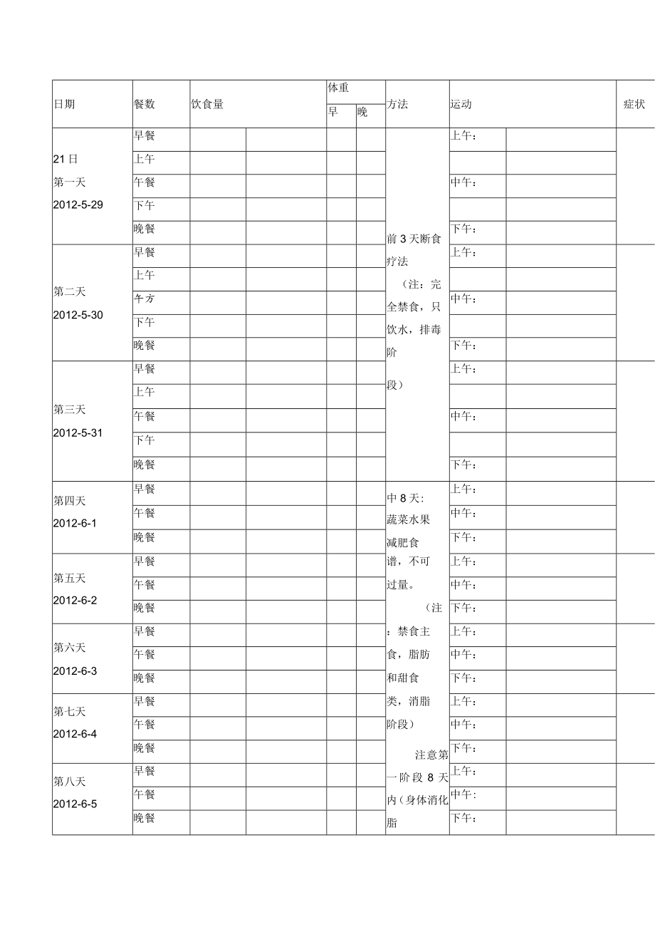 美容院减肥计划表格.docx_第1页