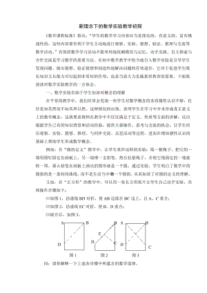 高中教学论文：新理念下的数学实验教学初探.doc