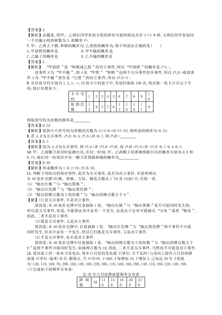 高考数学一轮复习 104随机事件的概率配套训练 理 新人教A版.doc_第2页