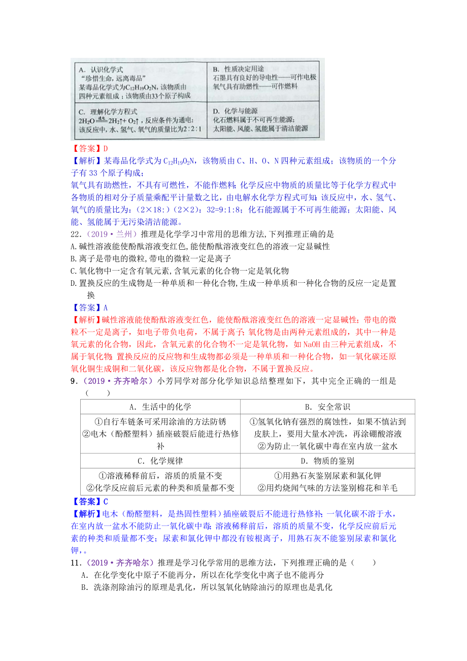 2019年中考化学真题分类汇编-专题2--归纳推理题.doc_第2页