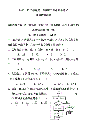 河北省衡水中学高三上学期期中考试理科数学试卷及答.doc