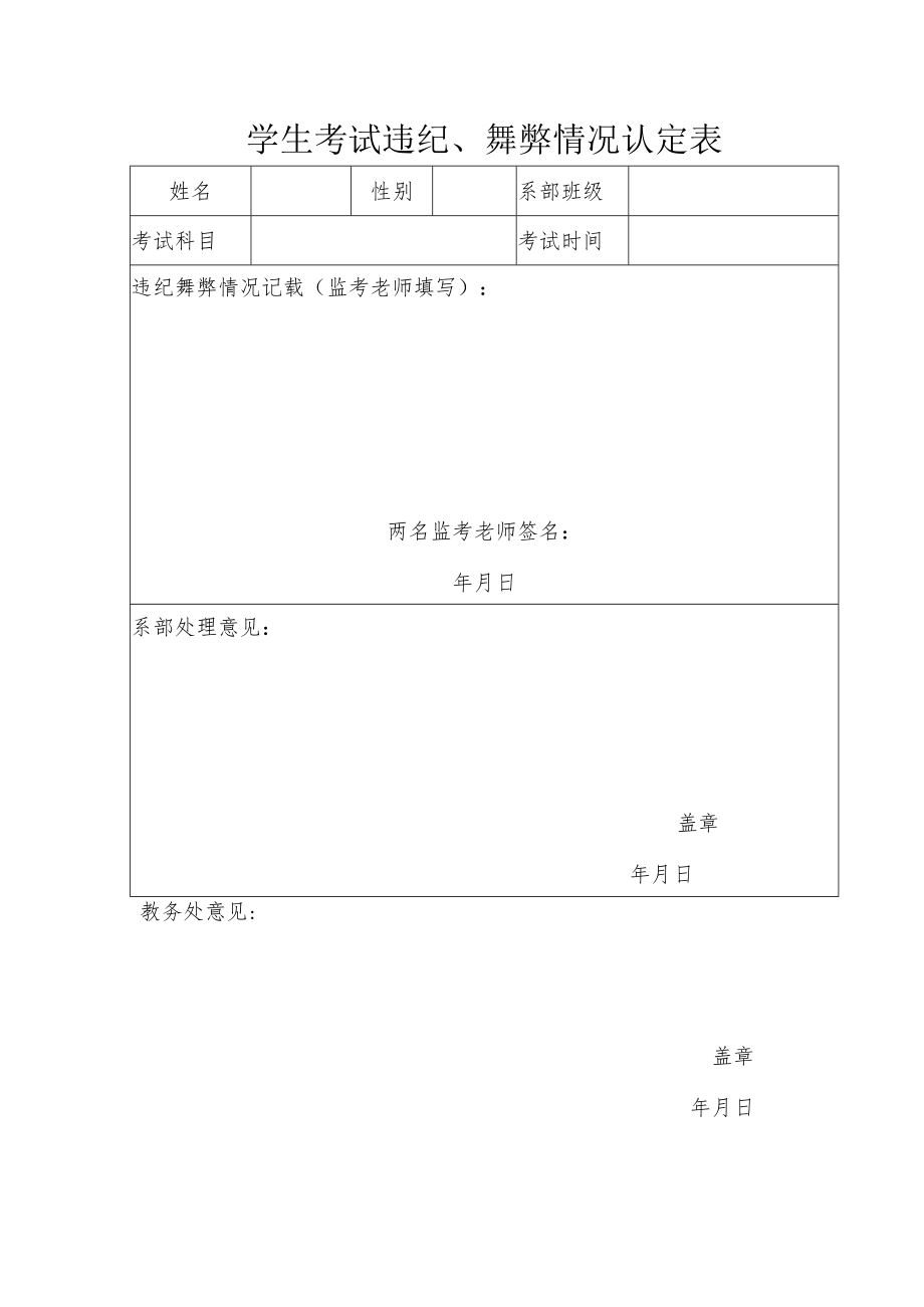 学生考试违纪、舞弊情况认定表.docx_第1页