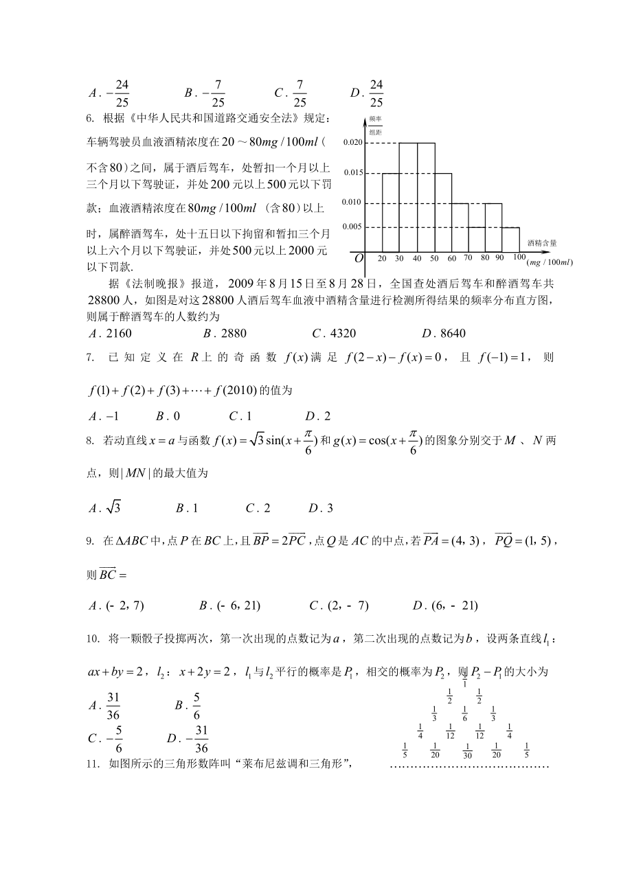 普通高等学校招生全国统一考试(山东卷)数学模拟试题(二)(文科).doc_第2页