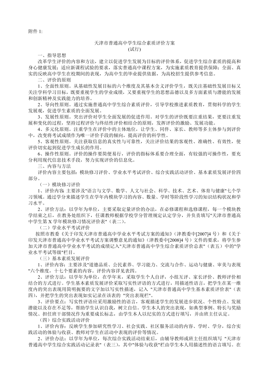 天津市普通高中学生综合素质评价方案.doc_第1页