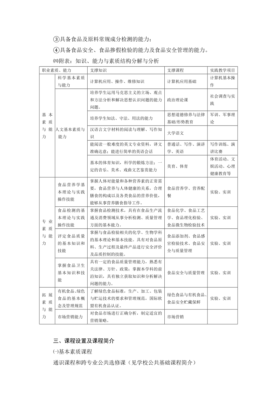 生物技术与应用专业(食品营养与检测方向)人才培养方案.doc_第3页