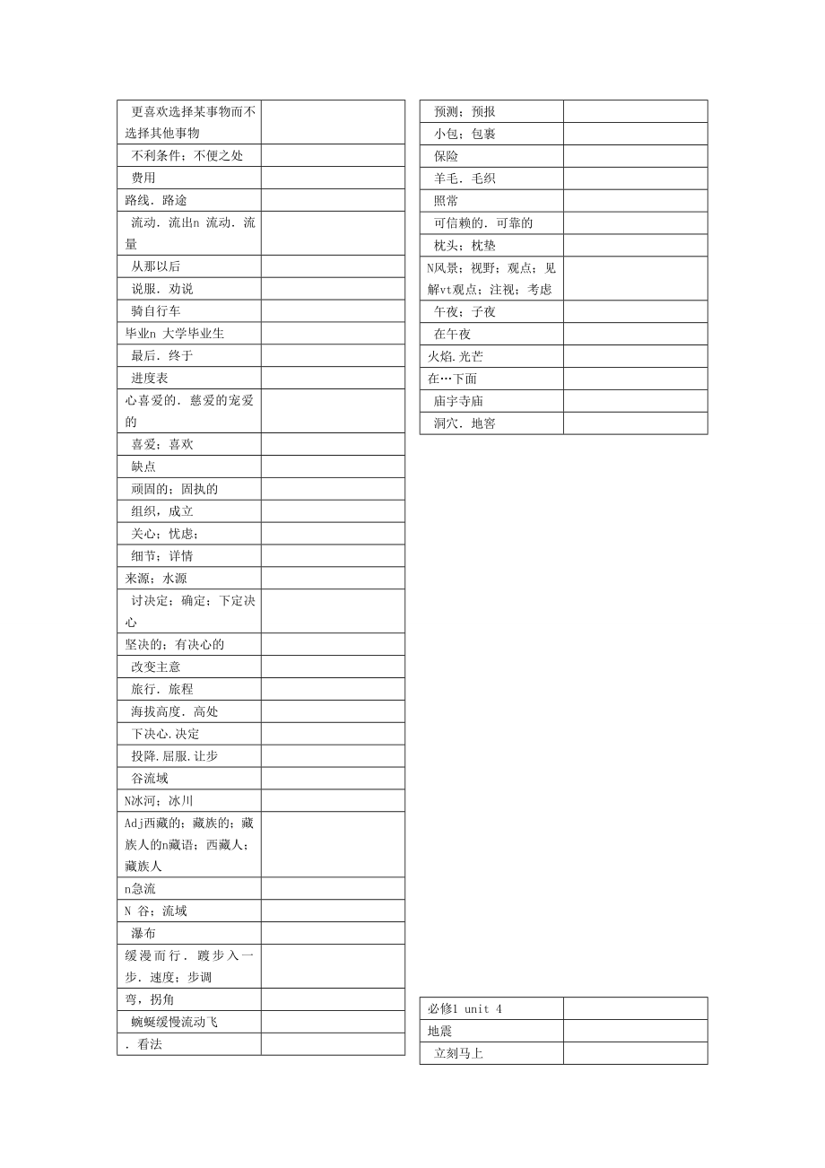 人教版高中英语必修一各单元单词记忆卡【汉语版 默写专用】.doc_第3页