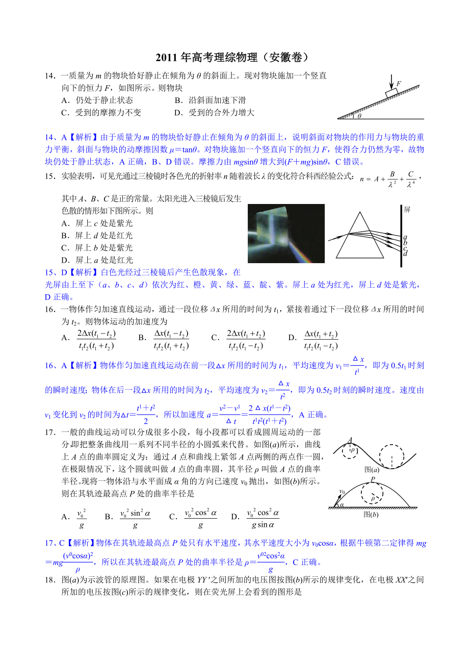 高考理综物理——安徽卷.doc_第1页