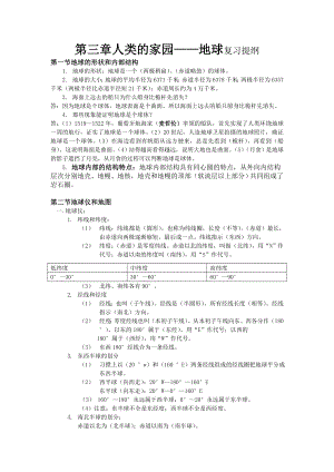 七级科学上册第三章人类的家园——地球复习提纲(详细.doc