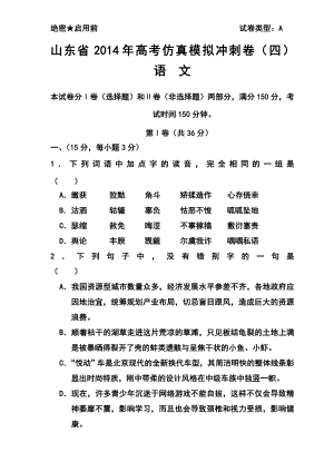 山东省高三高考仿真模拟冲刺考试（四）语文试题及答案.doc