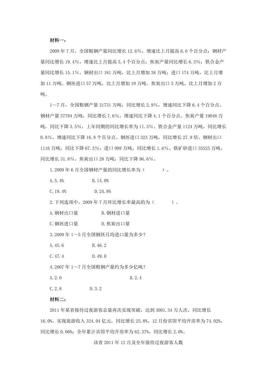 国家公务员考试行测暑期炫酷备考资料分析：同比计算练习题.doc_第1页