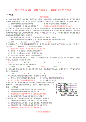 0810高考题：遗传的基本规律和人类遗传病答案.doc