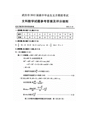 武汉市高中毕业生五月模拟考试数学(文)试题参考答案.doc