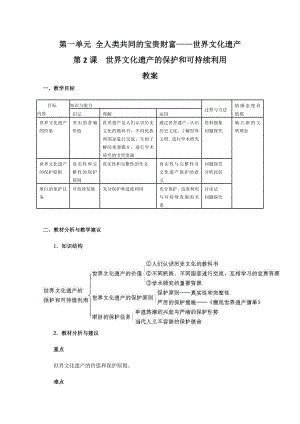 《世界文化遗产的保护和可持续利用》教案1（新人教版选修6） .doc