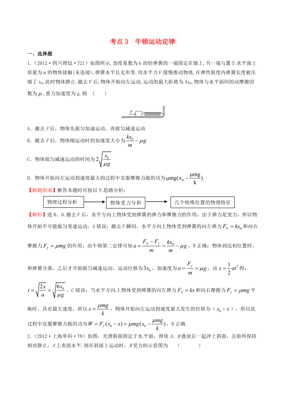 高考物理 考点汇总 考点3 牛顿运动定律 新人教版.doc_第1页