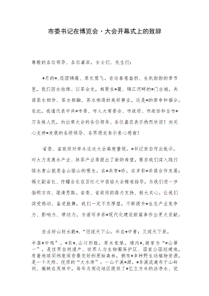 市委书记在博览会大会开幕式上的致辞.docx