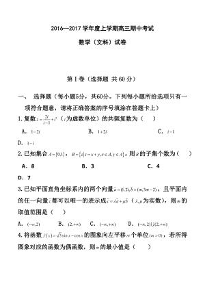 河北省衡水中学高三上学期期中考试文科数学试卷及答.doc