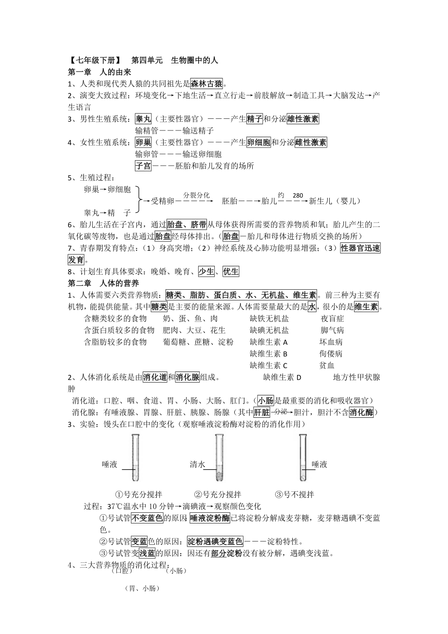 七级下册生物期末复习知识要点.doc_第1页