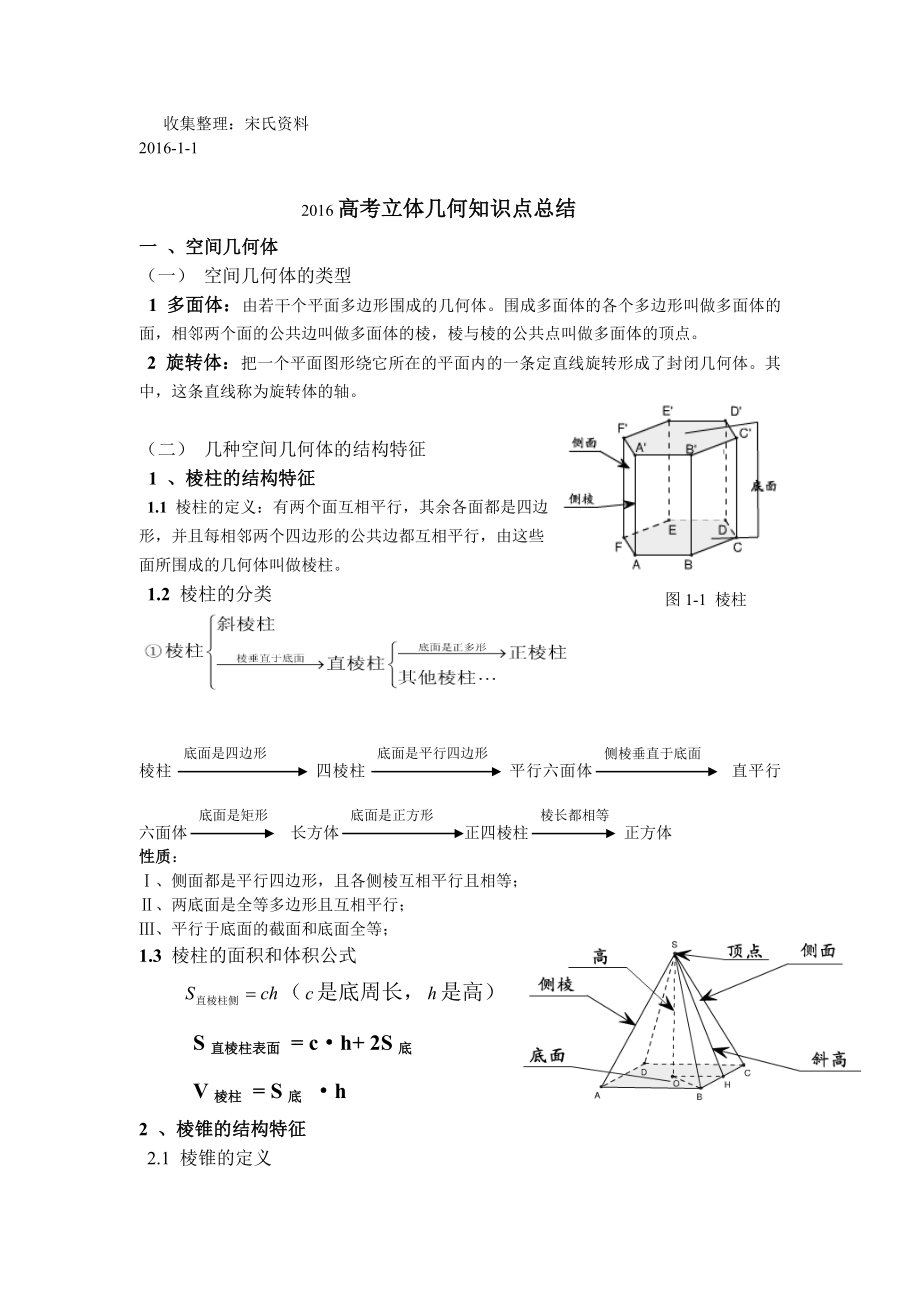 高考立体几何知识点总结(详细).doc_第1页