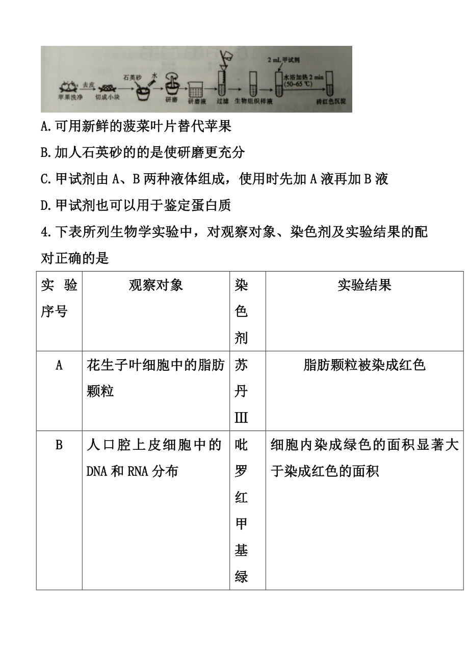 山西省名校高三9月联考生物试题及答案.doc_第2页