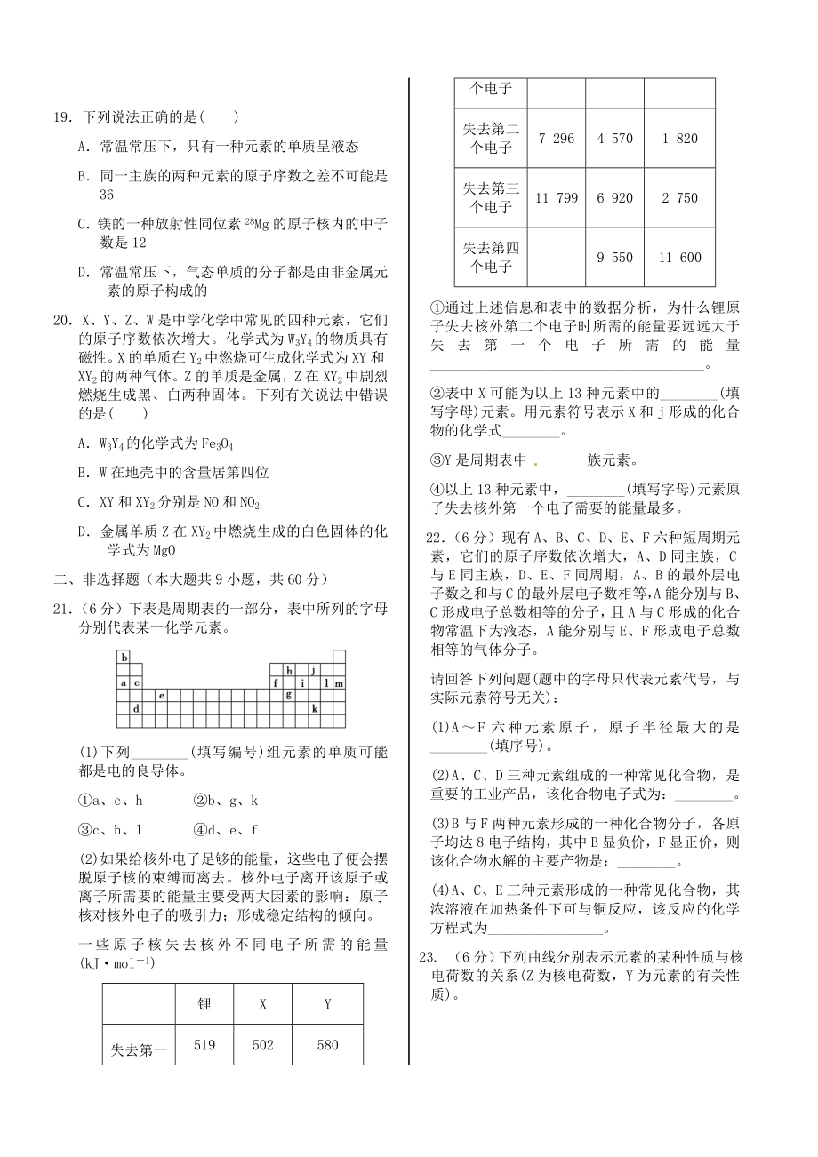 高中化学 基础知识篇 第一章 第三节 元素周期表的应用同步练测 鲁科版必修2.doc_第3页