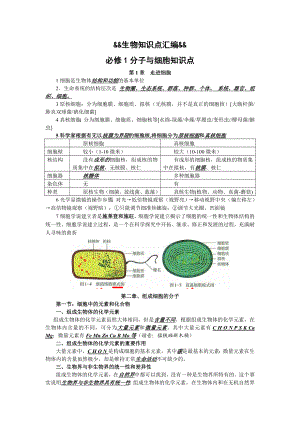 【会考+高考】高中生物知识点汇编【必修+选修专题】8996797.doc