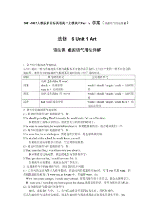 人教版新目标英语高二上模块六UNIT 1：学案（虚拟语气用法详解）高中高一高二高三英语学案英语导学案下载UNIT 1 2 3 4 5每单元完整学案.doc