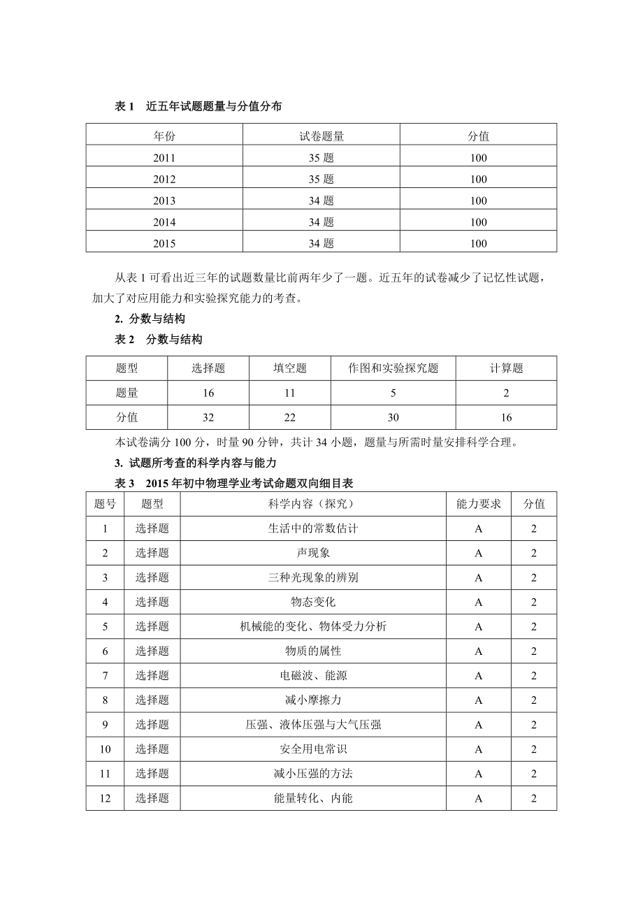 永州市初中毕业学业考试物理分析报告.doc_第2页