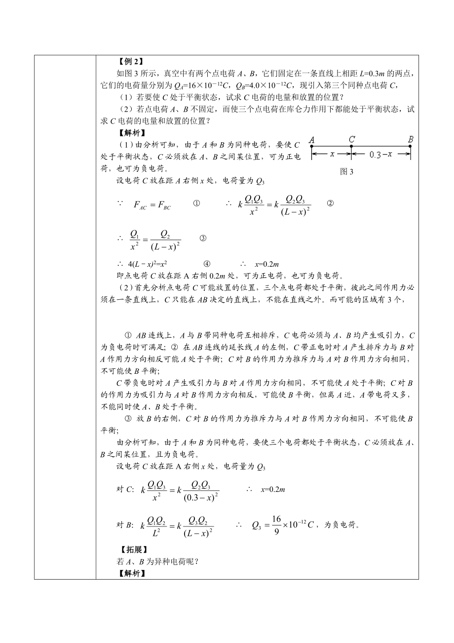 新人教版高中物理选修3－1第一章《库仑定律习》精品学案.doc_第2页