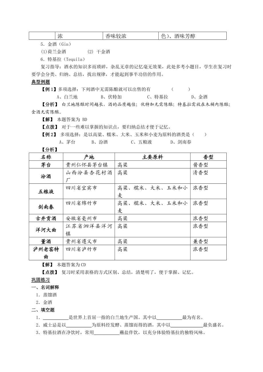 江苏餐饮服务与管理（主编郭敏文、樊平 高教版）复习教案：4.3蒸馏酒.doc_第2页