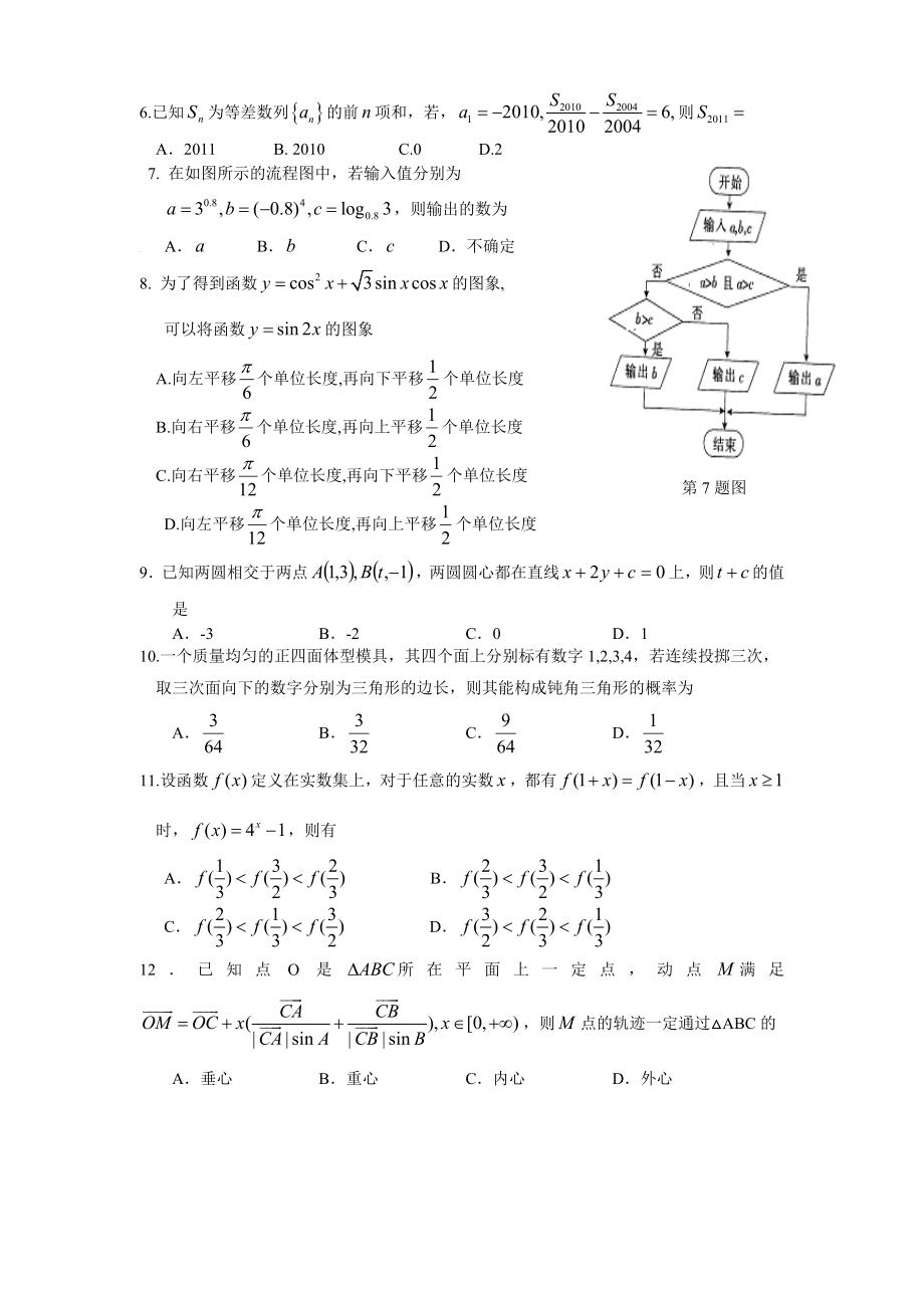 5月高三针对性练习理科数学.doc_第2页