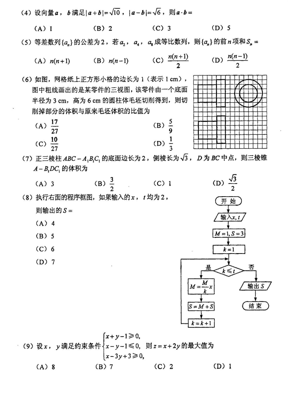 全国高考新课标2卷文科数学试卷及答案.doc_第2页