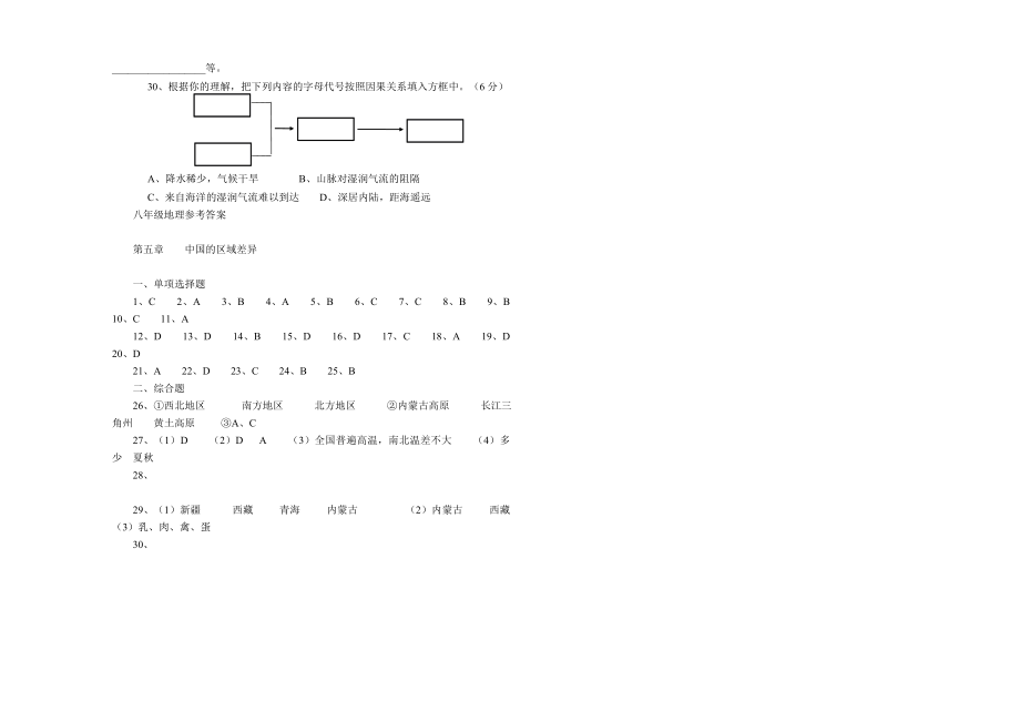 新课标人教版初中历史八级地理（下）单元检测题（五） .doc_第3页