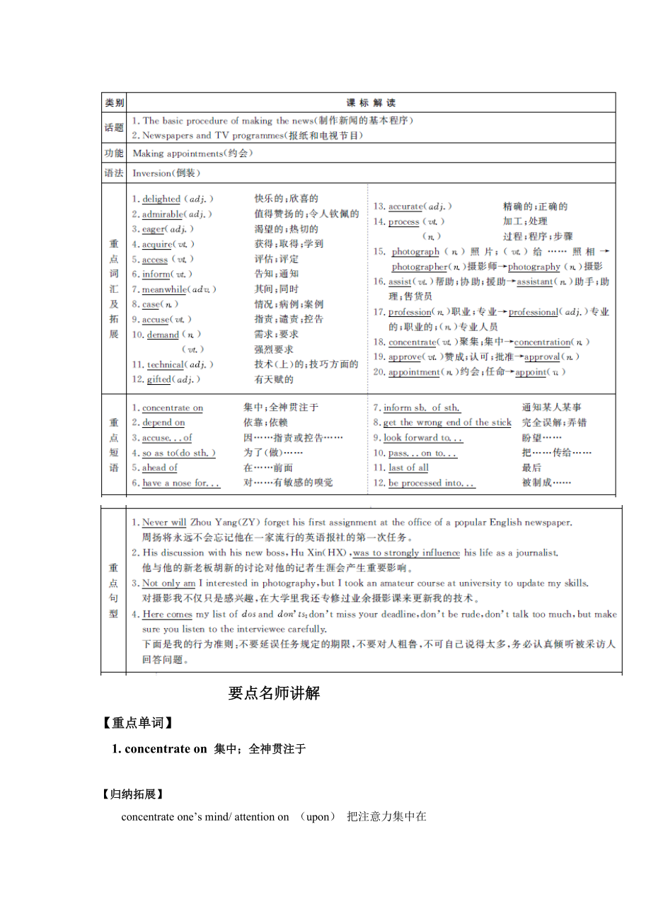 高中英语一轮复习资料必修5Unit4Makingthenews[最新].doc_第2页