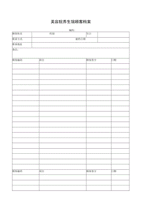 xx养生馆顾客档案表.docx