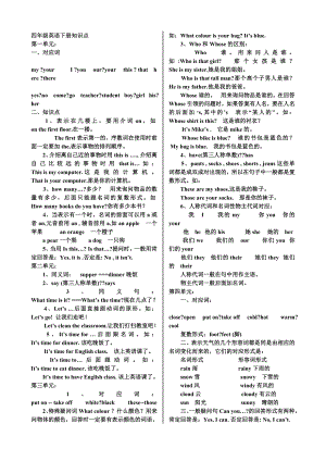 四级英语下册知识点归纳.doc